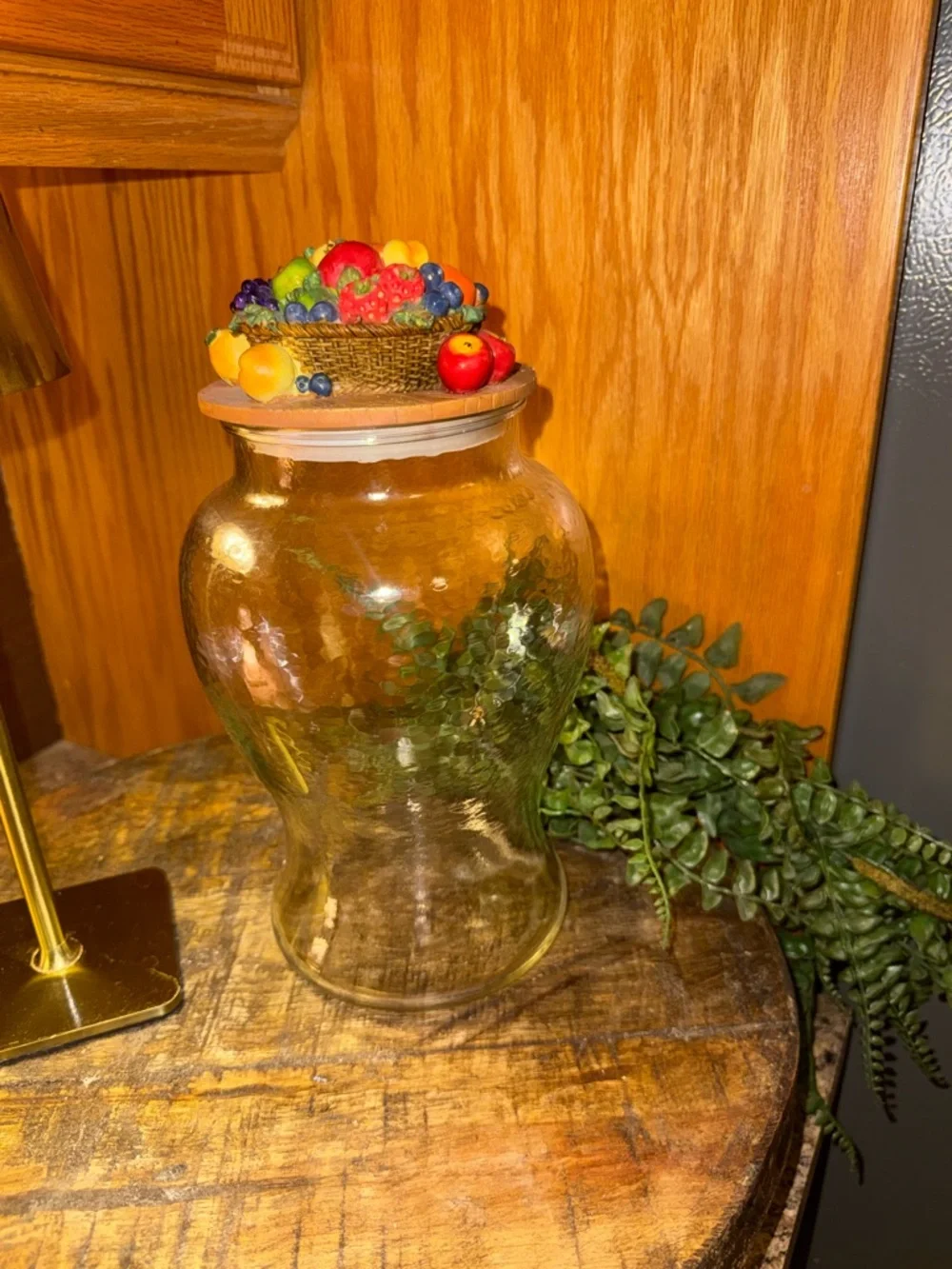 Clear Glass Decorative Jar with Fruit Lid - Home Accents